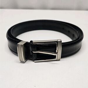 Vintage Bachrach Men's Size 36 Black Italian Leather Belt Silver Buckle Classic